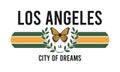 Los Angeles slogan graphic for t-shirt with butterfly and wreath. Fashion typography print for design clothes and tee shirt.